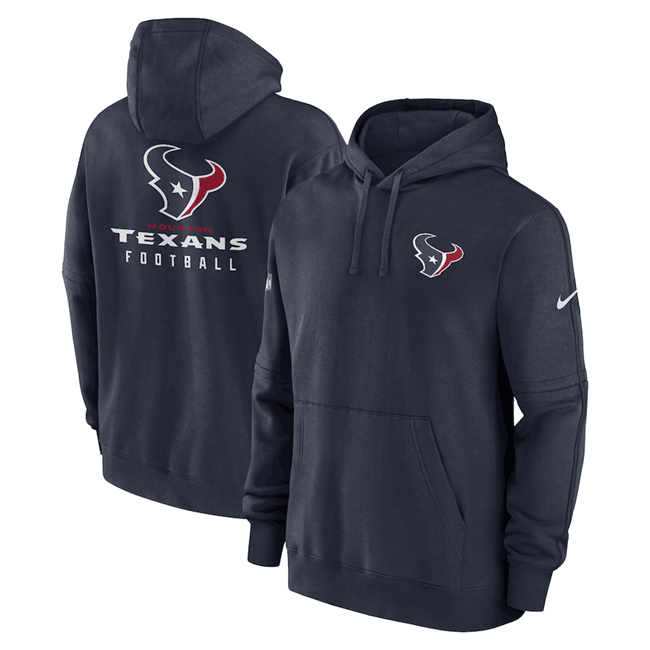 Men's Navy Houston Texans Sideline Club Fleece Pullover Hoodie